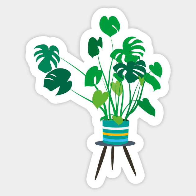 Groovy Cheese Plant in colour planter Sticker by ScottCarey